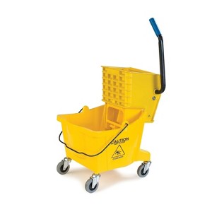 26-Quart Commercial Mop Bucket with Side-Press Wringer - Heavy-Duty Polypropylene Construction with Non-Marking Casters - 1 of 4