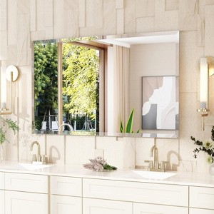 Frameless Rectangle Bathroom Mirror, Shatterproof Beveled Edge Glass, Modern Wall Mirror - 1 of 4