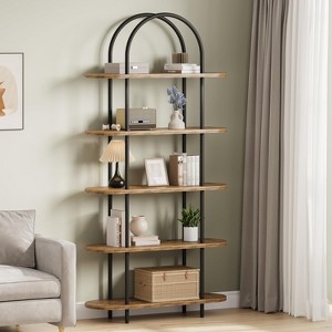 5-Tier Bookshelf, 71 Inch Tall Arched Bookcase, Metal Frame, Freestanding Display Rack, for Bedroom, Living Room - 1 of 4