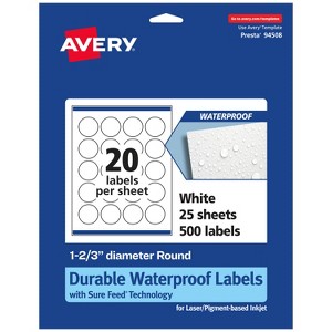 Avery Durable Waterproof Round Labels with Sure Feed, 1-2/3" diameter - 1 of 4