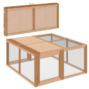 Folding Chicken Coop & Rabbit Hutch, Portable Chicken Cage Pens with Top & Side Opening Doors, Small Animal Playpen, No Assembly Required - 1 of 4