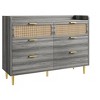 6 Drawer Double Dresser, Mid Century Modern Gold Closet Dresser with High Legs, Dressers TV Stand with Railed Edge - 4 of 4