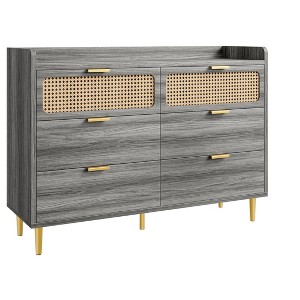 6-Drawer Dresser, Modern Wooden Bedroom Chest of Drawers With Storage Drawers, Farmhouse Style TV Stand for Living Room, Bedroom, Hallway - 1 of 4