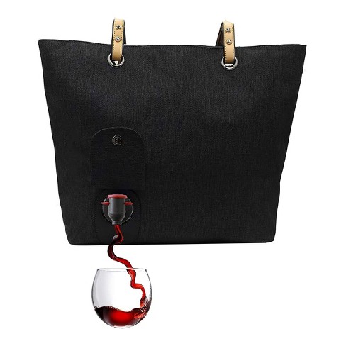 Portovino City Tote Bag Canvas Wine Purse Black Target