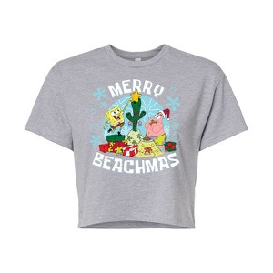 Women's - SpongeBob SquarePants - Merry Beachmas Cropped Graphic T-Shirt - 1 of 4