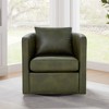 TiramisuBest Saddle Faux Leather Swivel Barrel Chair,Brown - 2 of 4