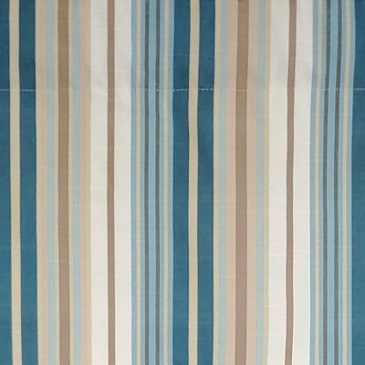 Elisa Stripe Blue and Beige Cotton Rod Pocket Valance