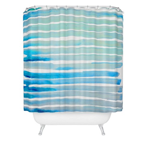 Anoellejay New Year Water Lines Shower Curtain Blue - Deny Designs : Target