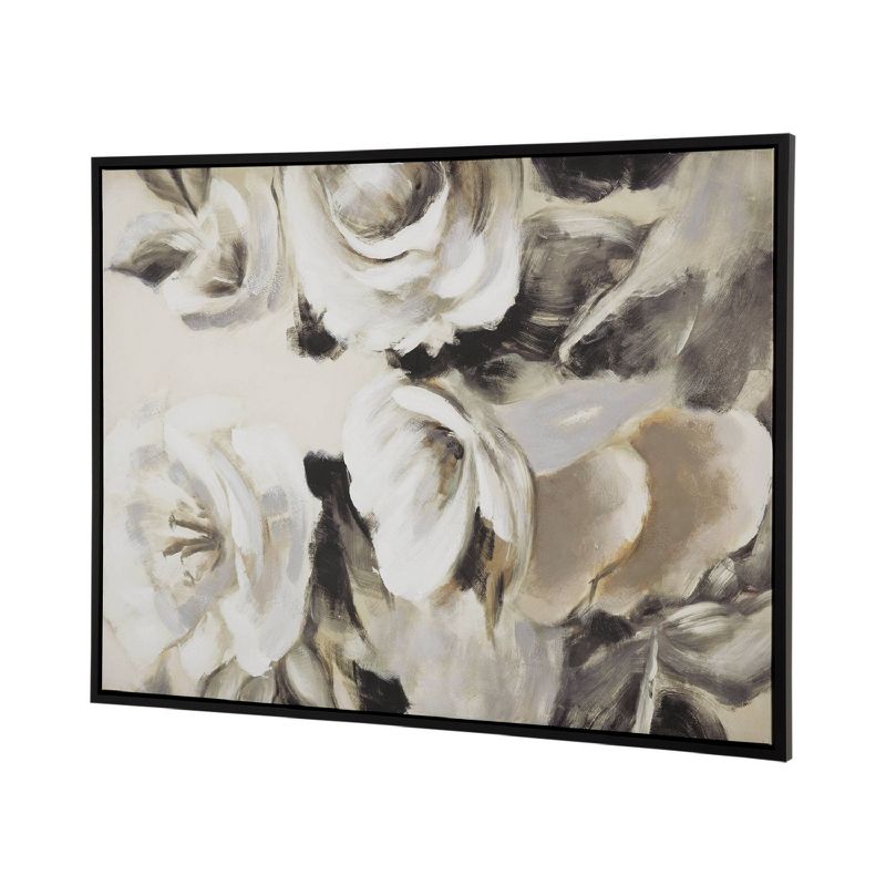 35.5&#34;x47&#34; Jardin De Fleurs Hand Painted Framed Wall Art Canvas Cream/Gray/Black - A&#38;B Home, 4 of 12