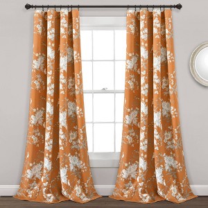 2pk 54"x84" Light Filtering Botanical Garden Curtain Panels Orange - Lush Décor - 1 of 4