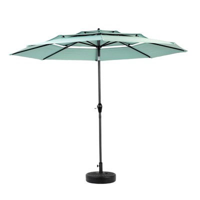 VisioGear Patio Umbrellas, Outdoor Umbrella with Auto-tilt, 3-Tier Market Umbrella with 8 Ribs, Green, 115.75"*98.43"*115.75"