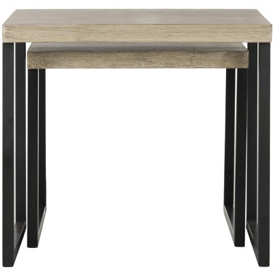 Femi Light Brown and Black Rectangular End Table Set