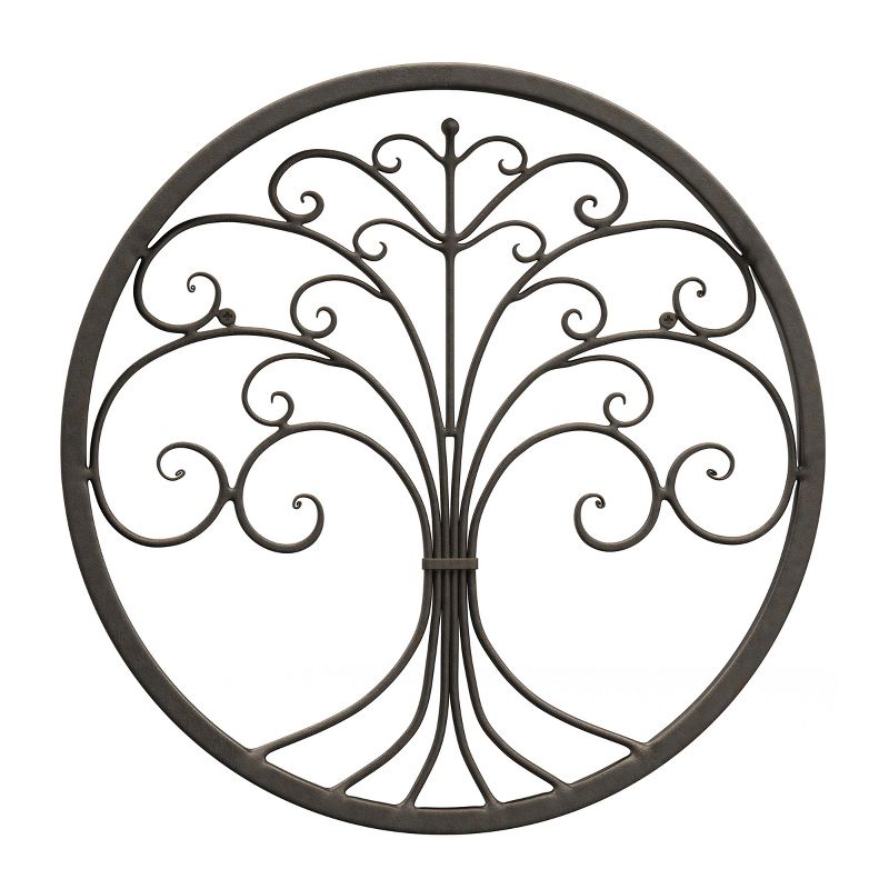 Wall Decor - Iron Metal Tree of Life Modern Wall Sculpture Art Round for Living Room, Bedroom or Kitchen by Hastings Home (Brown), 2 of 8