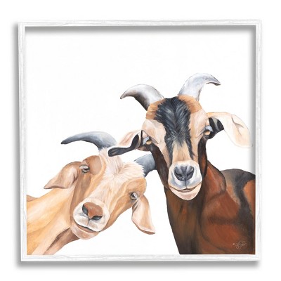 Stupell Industries Happy Goat Smiling Animals Framed Giclee Art
