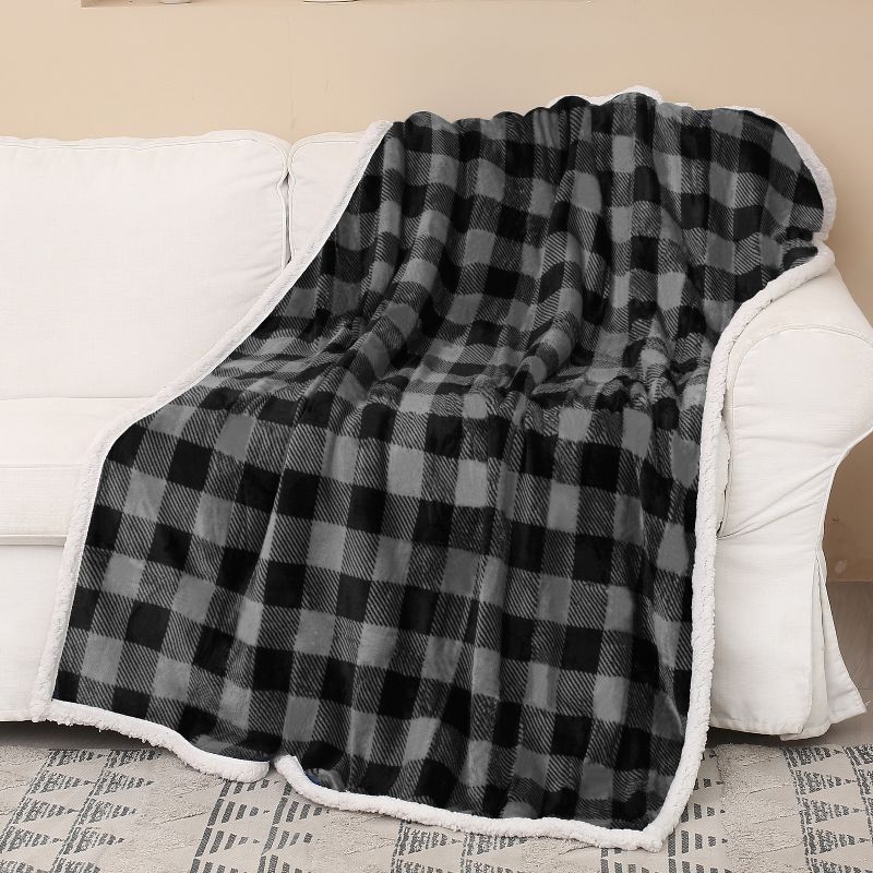 Catalonia Black Fleece Throw Blanket, Super Soft Mink Plush Couch Blanket, TV Bed Fuzzy Blanket, Fluffy Comfy Throws, Comfort Caring Gift, 50x60 inch, 3 of 6