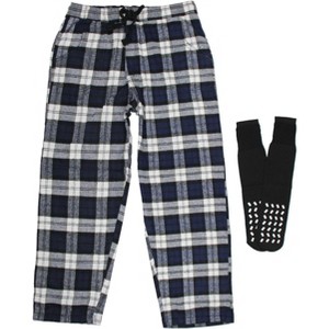 Intimo Men's Flannel Pajama Sleep Lounge Pants with Slipper Socks - 1 of 4