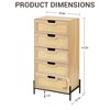 Rattan Openwork 5-Drawer Chest – Farmhouse Modern Bohemian Tall Cabinet & Storage Organizer for Bedroom, Living Room, Entryway, Black - 3 of 4