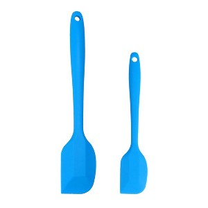 Unique Bargains Heat Resistant Non-Stick Kitchen Silicone Spatula Set Blue 2 Pcs - 1 of 3