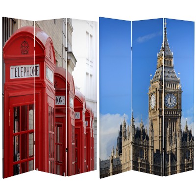 6' Tall Double Sided London Room Divider Big Ben/Phone Booths - Oriental Furniture