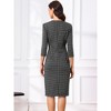 Allegra K Women's Houndstooth 3/4 Sleeve Elegant Cinched Waist Bodycon Dress - 3 of 4