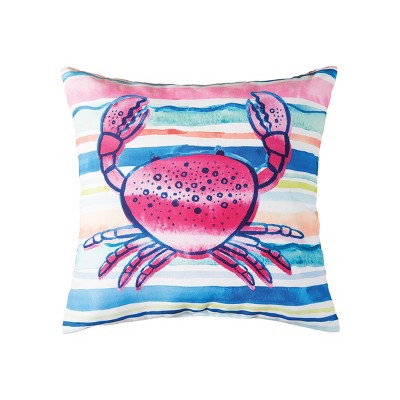 C&F Home 18" x 18" Mermaid Garden Watercolor Crab Indoor/Outdoor Throw Pillow