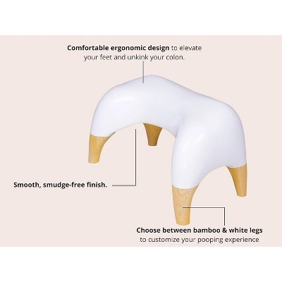 Tall White Bamboo Ergonomic Bathroom Stool