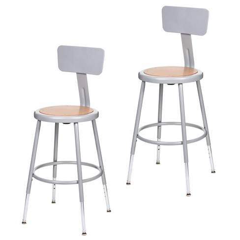 Shop Stool with Backrest - Metal with Adjustable Legs - ULINE - H-4828