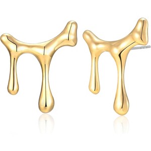 Gold Plated Personality Big Stud Earrings - Stainless Steel Hypoallergenic Trendy Jewelry, Christmas Birthday Gift - 1 of 4