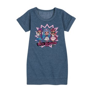 - LOL Surprise! - We're All Queens Graphic Short Sleeve Fleece Dress - 1 of 4
