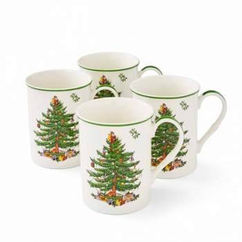 Spode Christmas Tree Stacking Mugs, Set of 4
