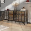 FUFU&GAGA Black Buffet Cabinet Servers Sideboard Organizer Industrial Wine Storage Cabinet with Glass Panels and Wooden Shelves - 2 of 4