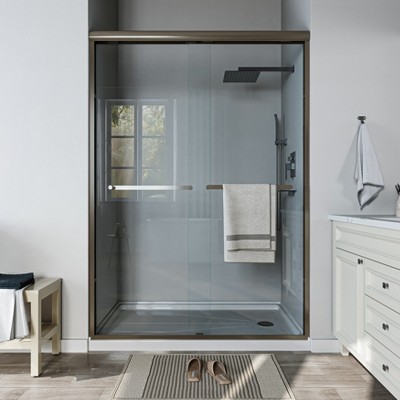 ONWITH 50 in. - 54 in. W x 72 in. H Sliding Framed Shower Door in Oil Rubbed Bronze with Clear Glass