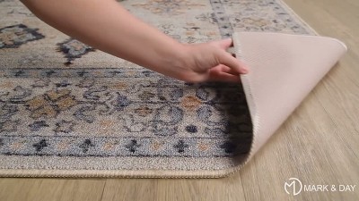 Park Forest Beige and Gray Synthetic 8' x 10' Washable Area Rug