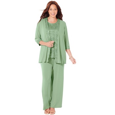 Catherines Women's Plus Size 3-Piece Lace Gala Pant Suit