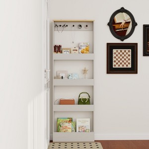 GDFStudio Nassau Slim Behind Door 69" Tall Bookcase with 4 Shelves and 5 hooks - 1 of 4