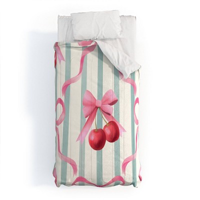 Deny Designs 2pc Twin/Twin XL Emanuela Carratoni Preppy Bows and Cherries Comforter and Sham Set