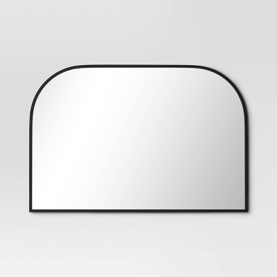 36" x 24" Over the Mantel Mirror Black - Threshold™: Modern Powder-Coated Steel Frame, Wall Mounted