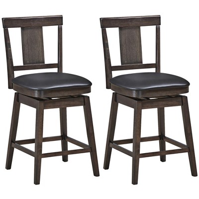 1PC\2PCS\3PCS\4PCS Swivel Bar Stool 24 inch Upholstered Counter Height Bar Chair w/Rubber Wood Legs