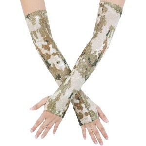 INSPIRE CHIC Women's Sun Protection Cooling Arm Stretch Sleeves Gloves with Thumb Hole 1Pair - 1 of 4