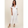 Pinkblush Ivory Deep V-Neck Flutter Sleeve Tiered Maternity Midi Dress - 2 of 4