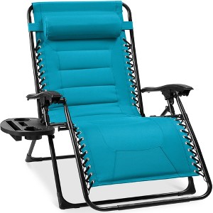 Best Choice Products Oversized Padded Zero Gravity Chair, Folding Outdoor Patio Recliner w/ Side Tray - 1 of 4