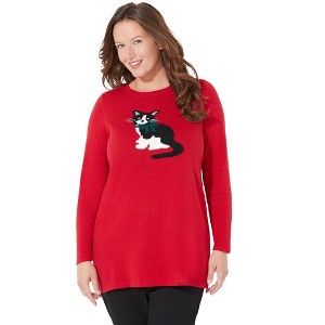 Catherines Women's Plus Size Cozy Critter Sweater - 1 of 4