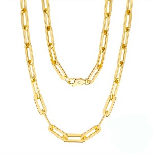 Italian Paperclip Chain Necklace for Women 12mm 14KT Gold Plated Sterling Silver 18" Ginger Lyne Collection - 1 of 4
