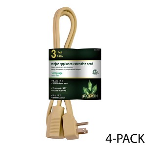 GoGreen Power (GG-25603) 14/3 3' SPT A/C Extension Cord - Beige, 4-Pack - 1 of 4