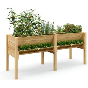 Wooden Raised Garden Beds Outdoor for Growing Vegetables and Herbs,2 Tier Design for Easy Germination - 1 of 4