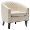 Tufted Faux Leather Barrel Club Chair - Kinwell - 2 of 4