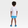 Toddler Boys' Short Sleeve Skateboarding Flamingo Rashguard Swim Set - Cat & Jack™ Blue - 3 of 4