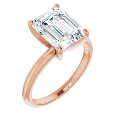 Pompeii3 5Ct Emerald Solitaire Moissanite Engagement Ring in White Yellow or Rose Gold