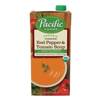 Pacific Foods Organic Gluten Free Low Sodium Roasted Red Pepper & Tomato Soup - 32oz