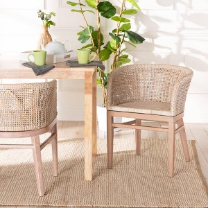 bali & pari Papua Rattan Dining Chair: Mahogany Frame, Bohemian Design, Rounded Backrest - 1 of 4